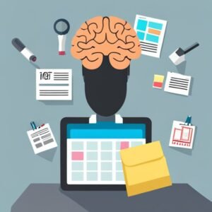Una imagen de una persona leyendo un libro y tomando notas en un entorno tranquilo y organizado