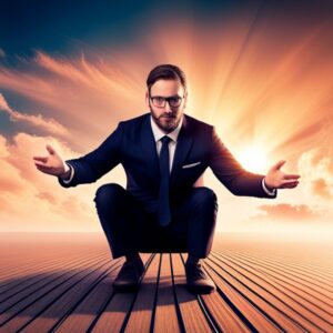Hombre con traje y gafas en postura decidida frente a un amanecer, símbolo de Aprender autodidacta: estrategias efectivas y técnicas probadas